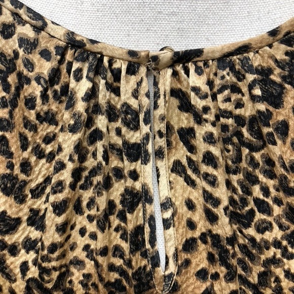 Rebecca Taylor Lynx Silk Blouse Womens 12 Cheetah Long Sleeve Career Teacher - Picture 3 of 16